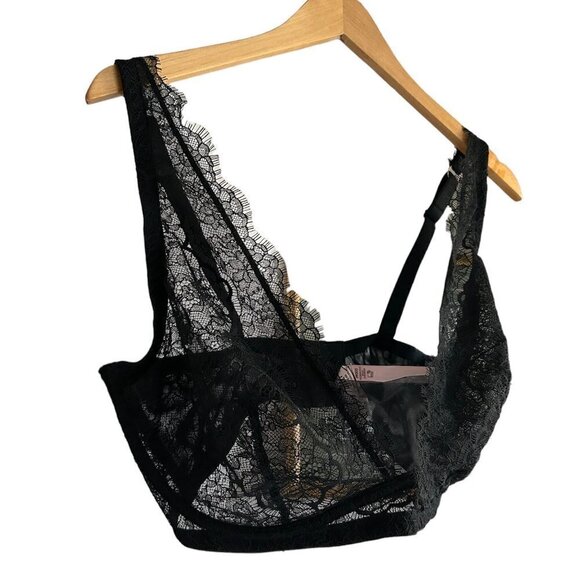 VICTORIA'S SECRET Dream Angels Unlined Plunge Lace Black Bra SZ 38DDD - Picture 5 of 10